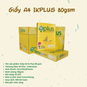 Giấy IK Plus A4 80gsm – Giấy In Cao Cấp, Dày Đẹp