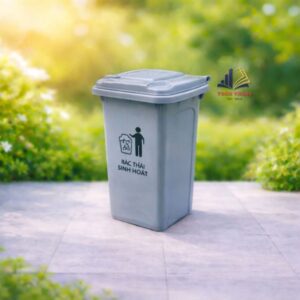 Thùng Rác Công Nghiệp 60 Lít Màu Xám
